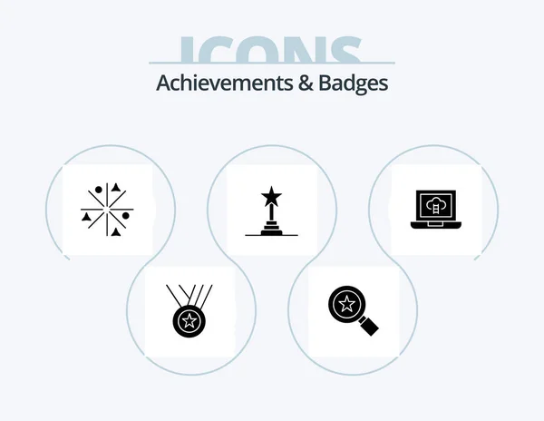 Achievements Badges Glyph Icon Pack Icon Design Badge Achievements Fire — Stock Vector