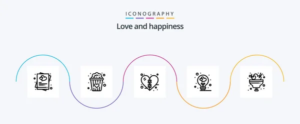 Love Line Icon Paketi Yemek Dahil Sevgililer Günü Bandaj Aşk — Stok Vektör