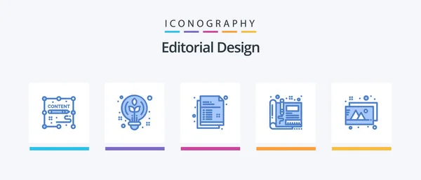 Editorial Design Blue Icon Pack Including Design Sketch Creative Engineering — 스톡 벡터