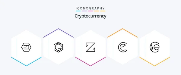 Cryptocurrency Line Icon Pack Including Coin Crypto Crypto Currency Coin — Vector de stock