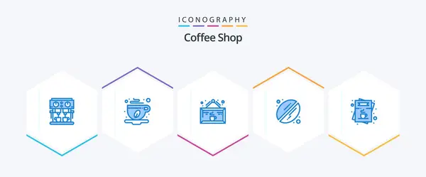 Coffee Shop Blue Icon Pack Including Coffee Drink Drink Coffee — Stockvector