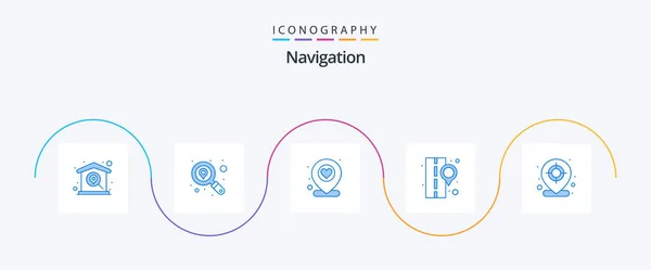 Navigation Blue Icon Pack Including Arrow Street Service Road Map — Wektor stockowy