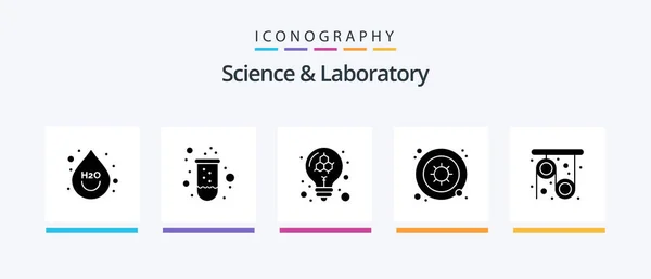 Science Glyphh Icon Pack Including Pully Наука Лампочка Вирус Бактерий — стоковый вектор