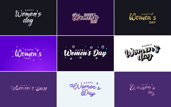 Pink Happy Women Day Typographical Design Elements International Women Day — Stock vektor