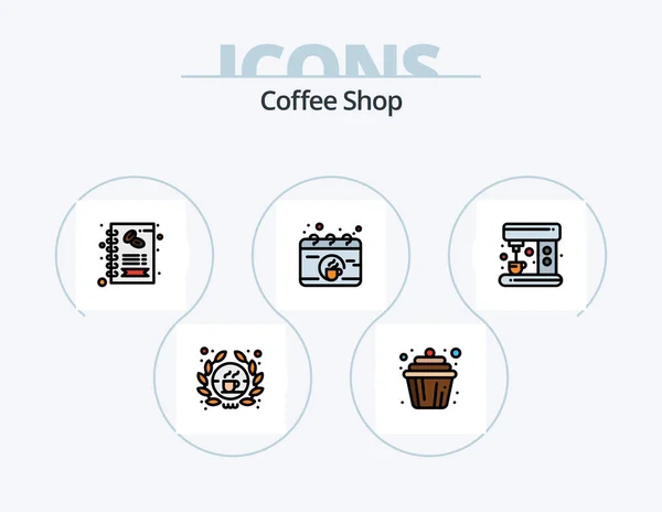 Coffee Shop Line Filled Icon Pack Icon Design Coffee Sign — Stockový vektor