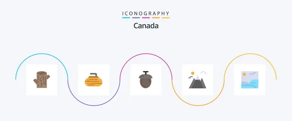 Canada Flat Icon Pack Including Canada Nuts Picture Sun — Vetor de Stock