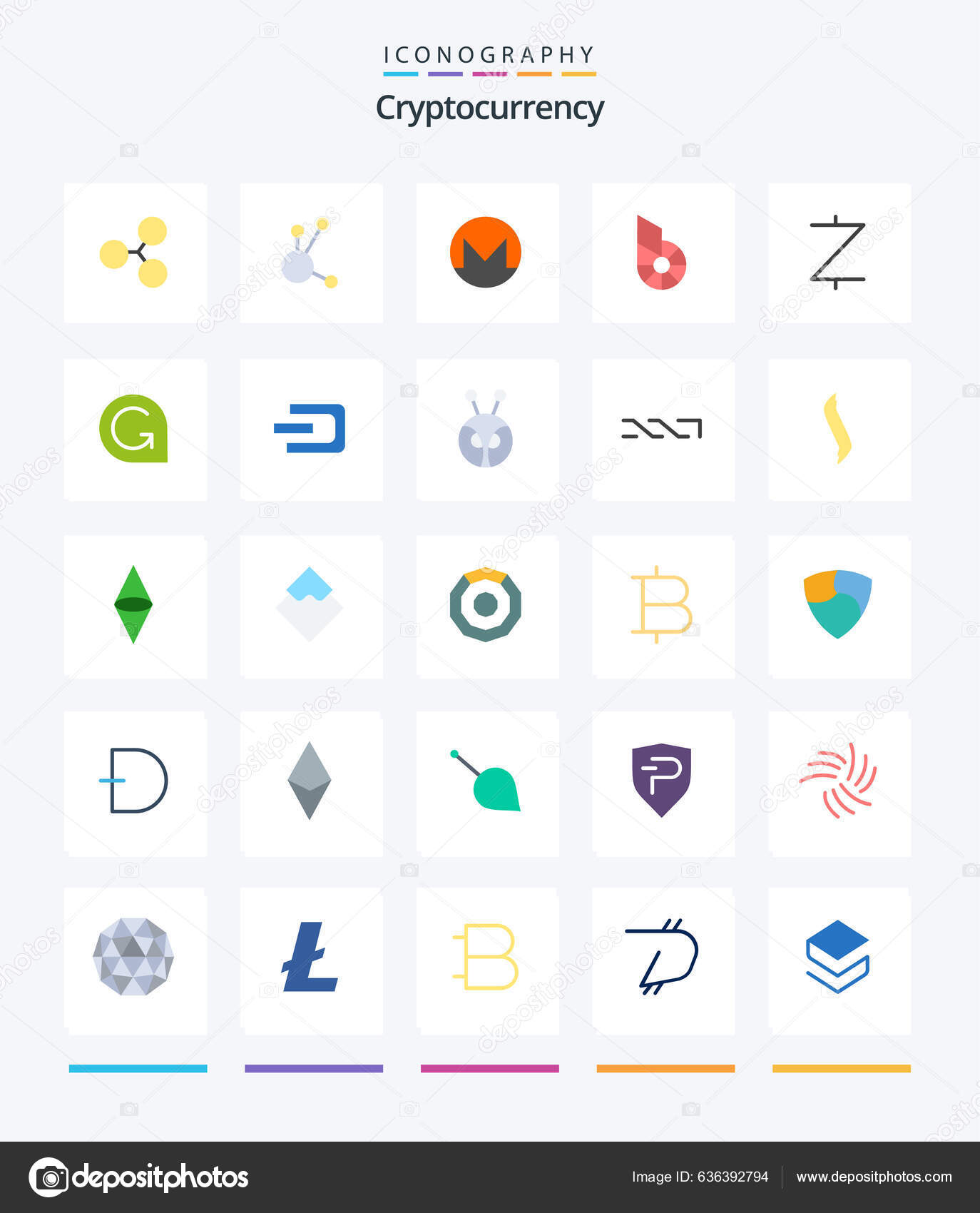 創造的な暗号通貨25フラットアイコンパック暗号など 現金だ コインだ 暗号通貨 コイン ストックベクター ©Flatart 636392794