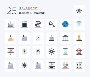 Business And Teamwork 25 Flat Color icon pack including process. data. business. corporate.