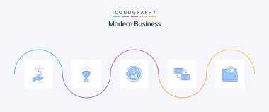 Modern Business Blue 5 Icon Pack Including human. avatar. trophy. winner. prize