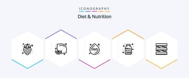 Diet And Nutrition 25 Line icon pack including . measurement. droop. diet. weight