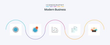 Modern Business Flat 5 Icon Pack Including trends. diagram. global. chart. analytics