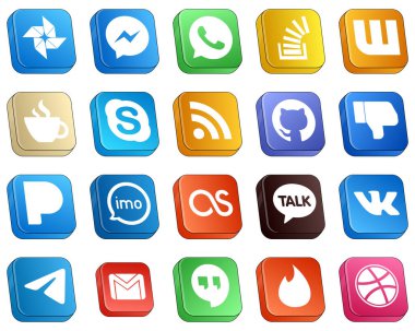 Isometric 3D Social Media Icons Pack 20 icons such as github. rss. overflow. chat and icons. High-quality and minimalist