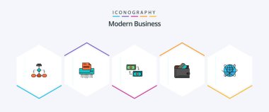 Modern Business 25 FilledLine icon pack including euro. business. confidential. exchange. office