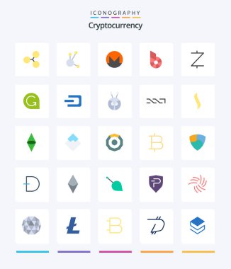 Şifreleme gibi yaratıcı Kripto-Para Birimi 25 Düz simge paketi. Z nakit. Bozuk para. Şifreli para birimi. Para