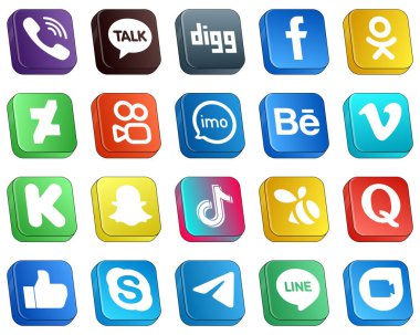 Video gibi 20 Modern Isometric 3D Sosyal Medya Simgesi. Daha hızlı. odnoklassniki ve ses simgeleri. Tamamen düzenlenebilir ve çok yönlü.