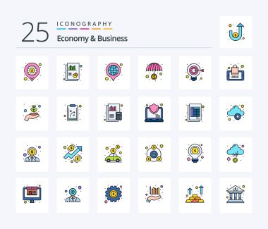 Ekonomi ve İş 25. Satır Fikir dahil ikon paketini doldurdu. İş. Yatırım. finans