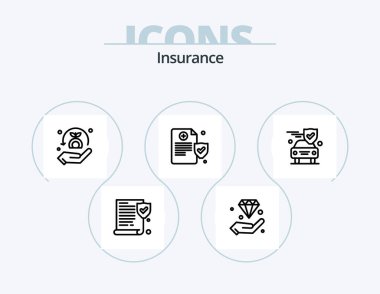 Sigorta Hattı Simgesi 5 Simge Tasarımı. Minibüs Koruma. Güvenlik. Sigorta şirketi. koruma