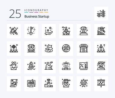 İş Başlangıcı 25 Satır simgesi paketi güç de dahil. Para için. İmzala. Dolar