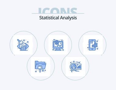 İstatistiksel Analiz Mavi Simge Paketi 5 Simge Tasarımı. Alışveriş. Grafik. İnsan. Finans. araştırma
