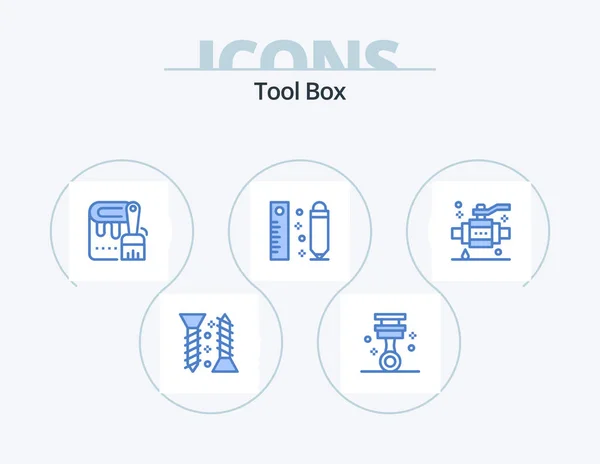 Tools Blue Icon Pack Icon Design Construction Ruler Brush Pencil — Archivo Imágenes Vectoriales