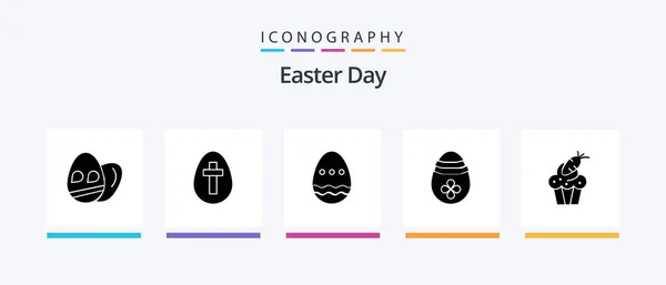 Easter Glyph Icon Pack Including Carrot Easter Easter Cup Creative — Stockvektor