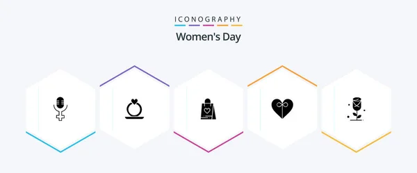Womens Day Glyph Icon Pack Including Day Women Women Bag — Stockový vektor