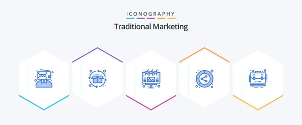 Traditional Marketing Blue Icon Pack Including Business Lead Data Analysis — Stock vektor