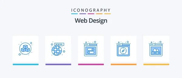 Web Design Blue Icon Pack Including Web Gallery Web Web — Vettoriale Stock