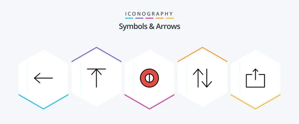 Symbols Arrows Filledline Icon Pack Including Arrow Output — Vettoriale Stock