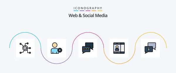 Web Social Media Line Filled Flat Icon Pack Including User — стоковый вектор