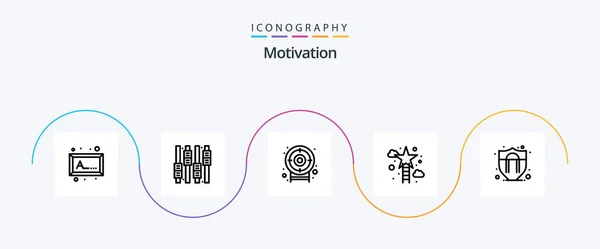 Motivation Line Icon Pack Including Protection Target Access Success — Wektor stockowy
