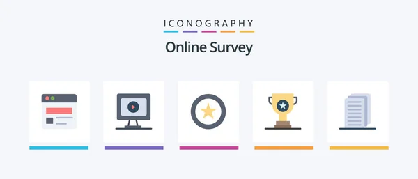 Online Survey Flat Icon Pack Including File Business Document Marketing — Stock Vector