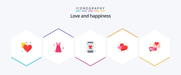 Love Flat Icon Pack Including Love Two Application Shape Hearts — Stockový vektor