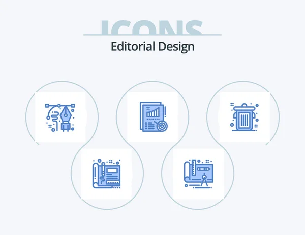 Redactioneel Ontwerp Blue Icon Pack Icon Design Kan Verslag Uitbrengen — Stockvector