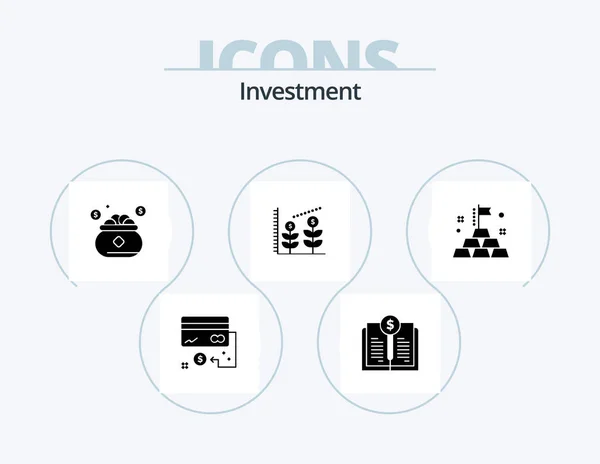 Investment Glyph Icon Pack Icon Design Gold Investment Investment Finance — Stockový vektor