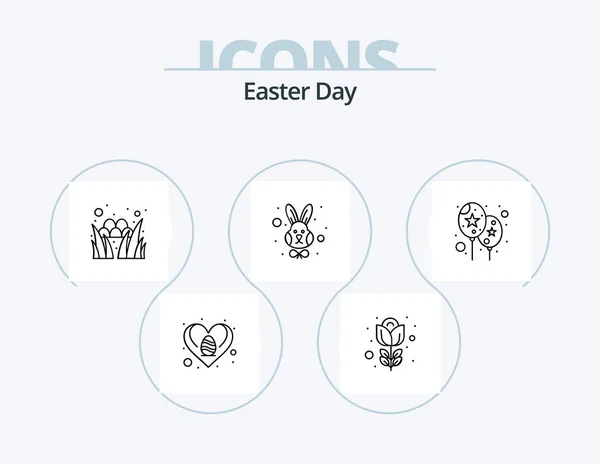 Easter Line Icon Pack Icon Design Egg Paint Flower Egg — Stock vektor