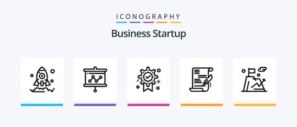 Business Startup Line Icon Pack Including Vision Eye Shop Business — Διανυσματικό Αρχείο