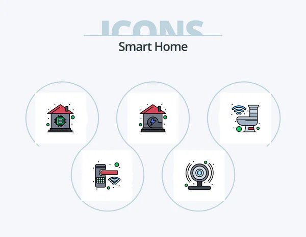 Smart Home Line Filled Icon Pack Icon Design Wifi Modem — Wektor stockowy