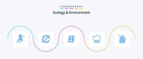 Ecology Environment Blue Icon Pack Including Paper Bag Weather Barrel — Stock vektor