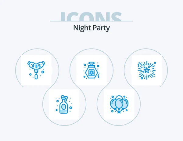 Night Party Blue Icon Pack Icon Design Fireworks Event Bbq — Stock Vector