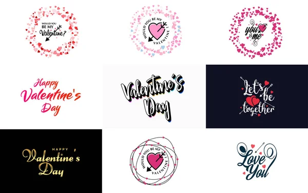 Happy Valentine Day Greeting Card Template Floral Theme Red Pink — Stockvektor