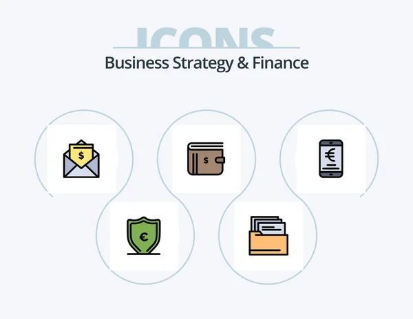 Business Strategy Finance Line Filled Icon Pack Icon Design Mobile — Stockvektor