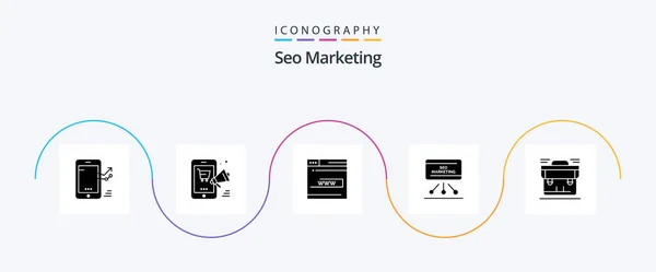 Seo Marketing Glyph Icon Pack Including Presentation Seo Discount Www — Stockvector
