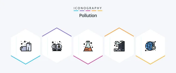 Pollution Filledline Icon Pack Including World Waste Waste Gas — Vettoriale Stock