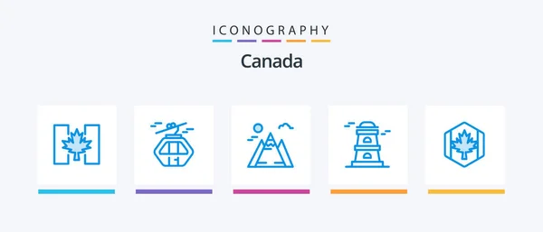 Canada Blue Icon Pack Including Canada Flag Scandinavia Watchtower Observatory — Archivo Imágenes Vectoriales