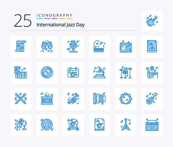 International Jazz Day Blue Color Icon Pack Including File Document — Vector de stock