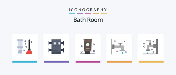 Badeværelseslejlighed Ikon Pack Herunder Bruser Rengøring Badeværelset Badeværelset Vand Kreative – Stock-vektor