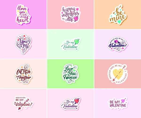 Saying Love You Beautiful Valentine Day Design Stickers — Vector de stock
