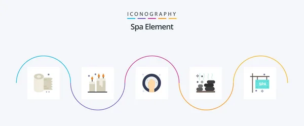 Spa Element Flat Icon Pack Including Board Stone Spa Spa — Wektor stockowy