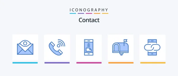 Contact Blue Icon Pack Including Contact Communication Incoming Phone Contact — Stockvector